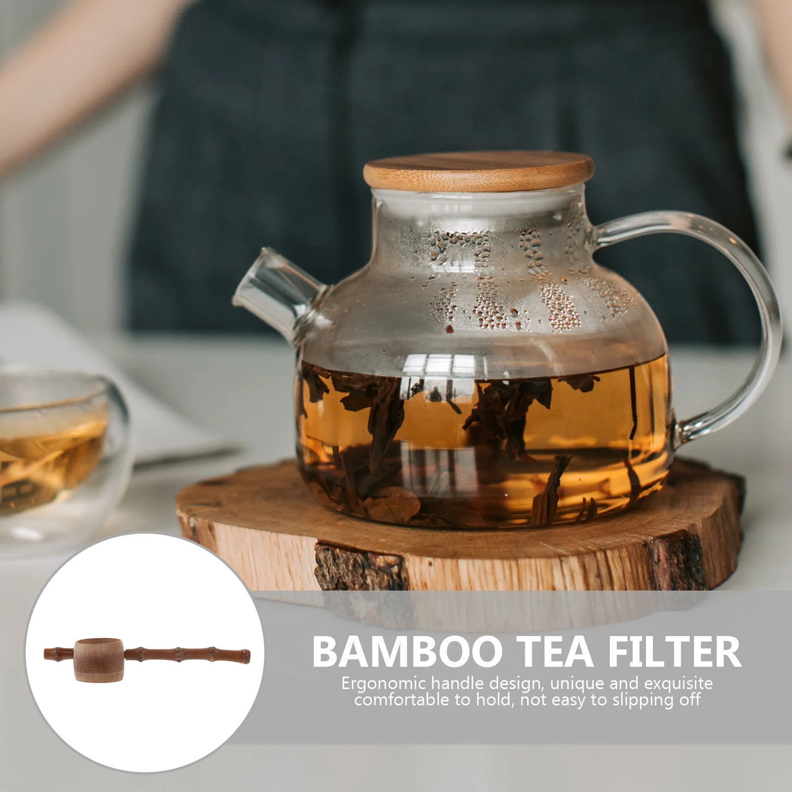 

Bamboo Tea Strainer Infuser Exquisite Craftsmanship Comfortable Hold Non-Slip Design Long-Lasting Kung Fu Tea Accessory