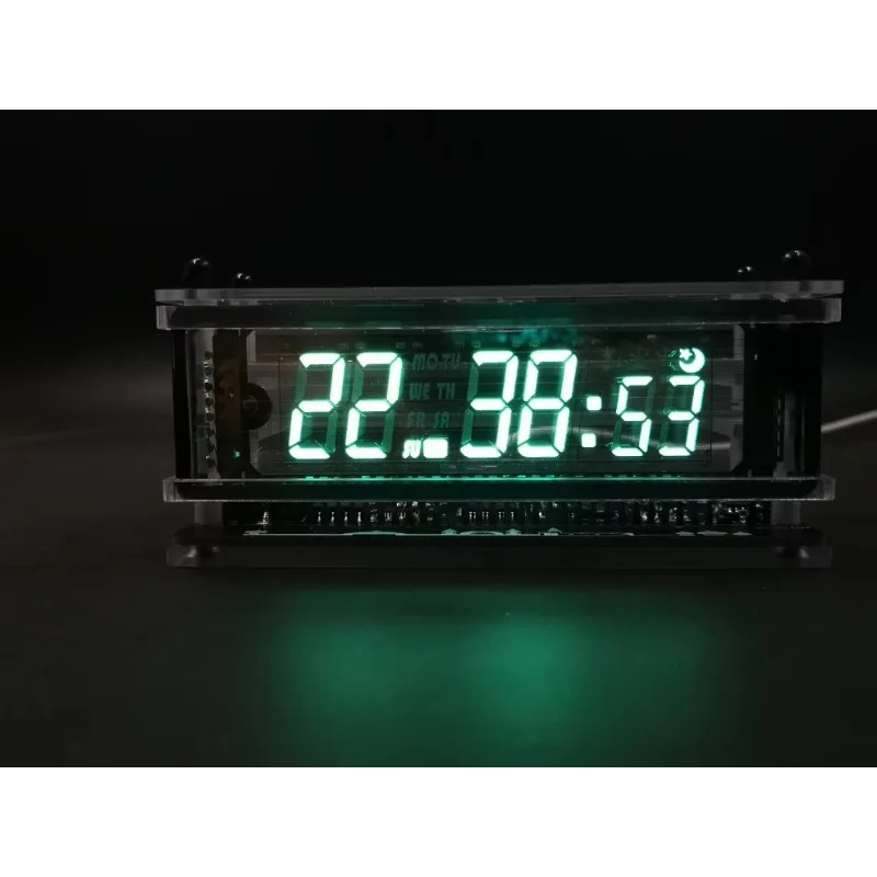VFD Screen Clock Transparent Base Rare Antique Vacuum Fluorescent Display Clock with Temperature Compensation Function