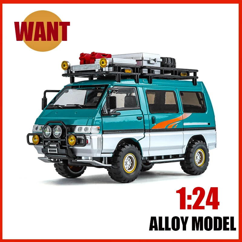 1:24 Scale DELICA Van Off Road Alloy Classic Model Diecast Metal High Simulation Sound Light Pull Back Exquisite Gifts Kids Toys