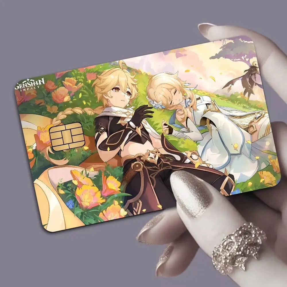Genshin Impact Character Game Anime Spend or Save Funny Shell On Off Ultra Thin No Fade Sticker Skin Cover Film for Credit Card