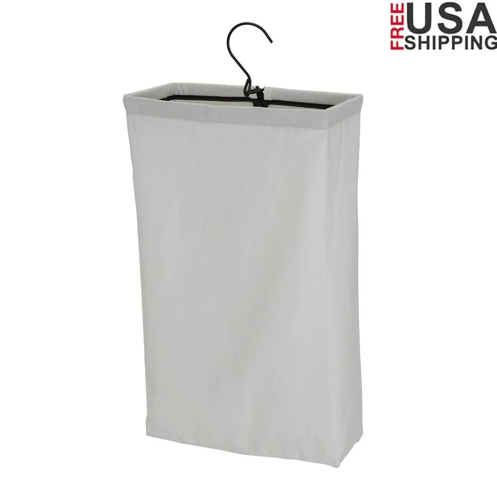 

Hanging Laundry Hamper Bag Door Hook Canvas Space Saving Tote Easy Access Dorm Bathroom Bedroom Laundry Room
