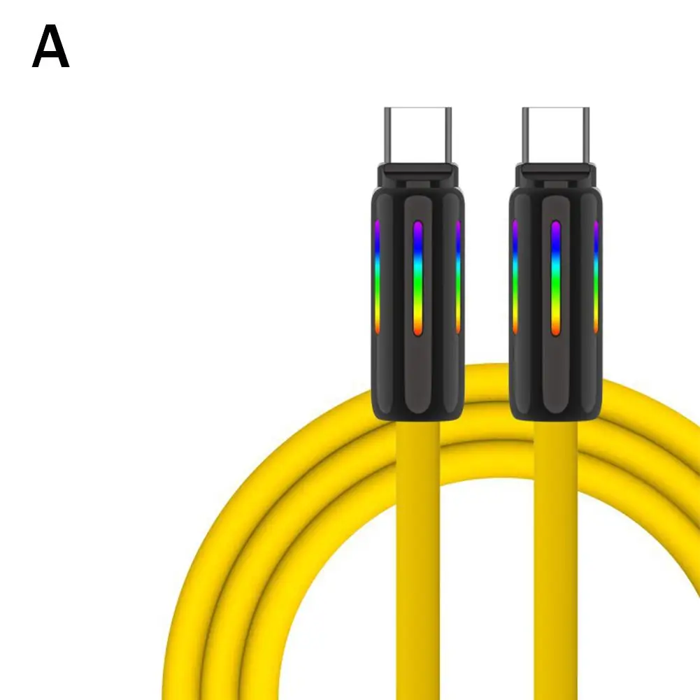 100W Silicone Fast Charging Cable With Seven-color Breathing Light Type C USB C Data Cable For Samsung For X Q9V0