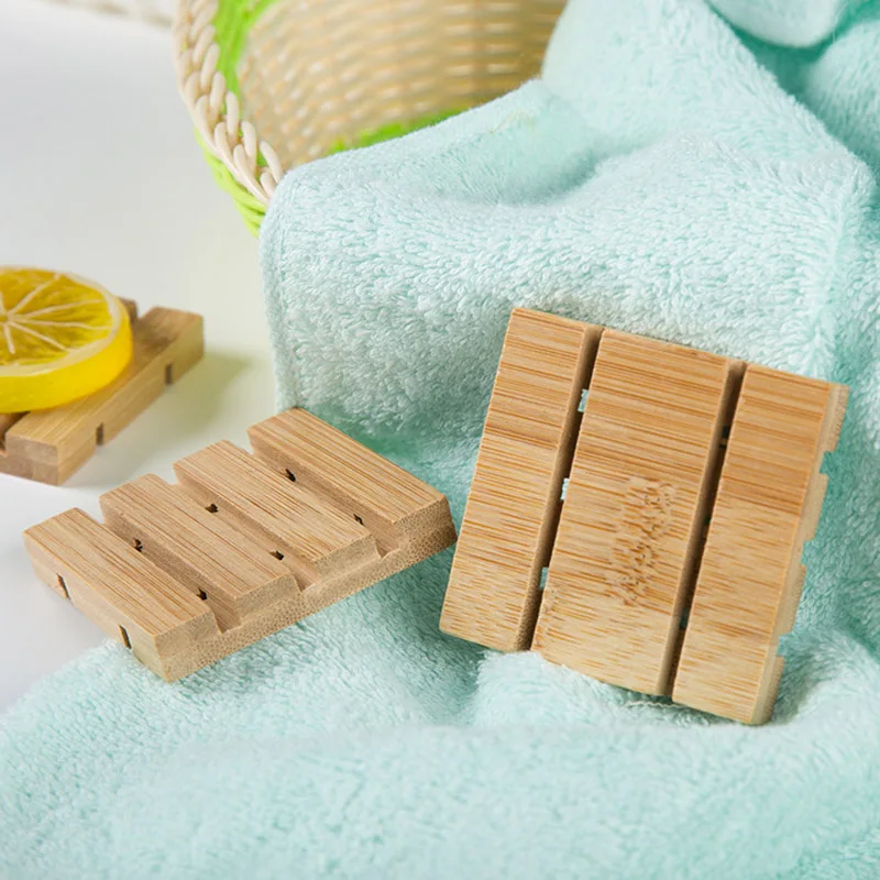 Creative bamboo soap box Simple wooden  soap dish Essential oil soap rack Drain soap holder