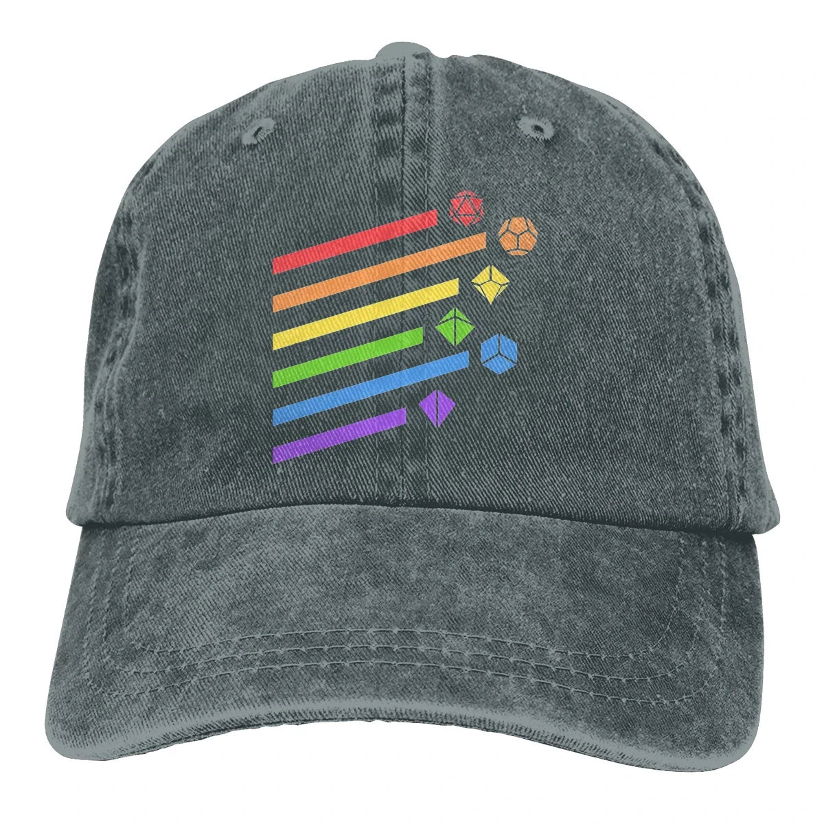 Adjustable Solid Color Baseball Cap Rainbow Dice Set Tabletop RPG Gaming Graphic Washed Cotton LGBT transgender Sports Woman Hat