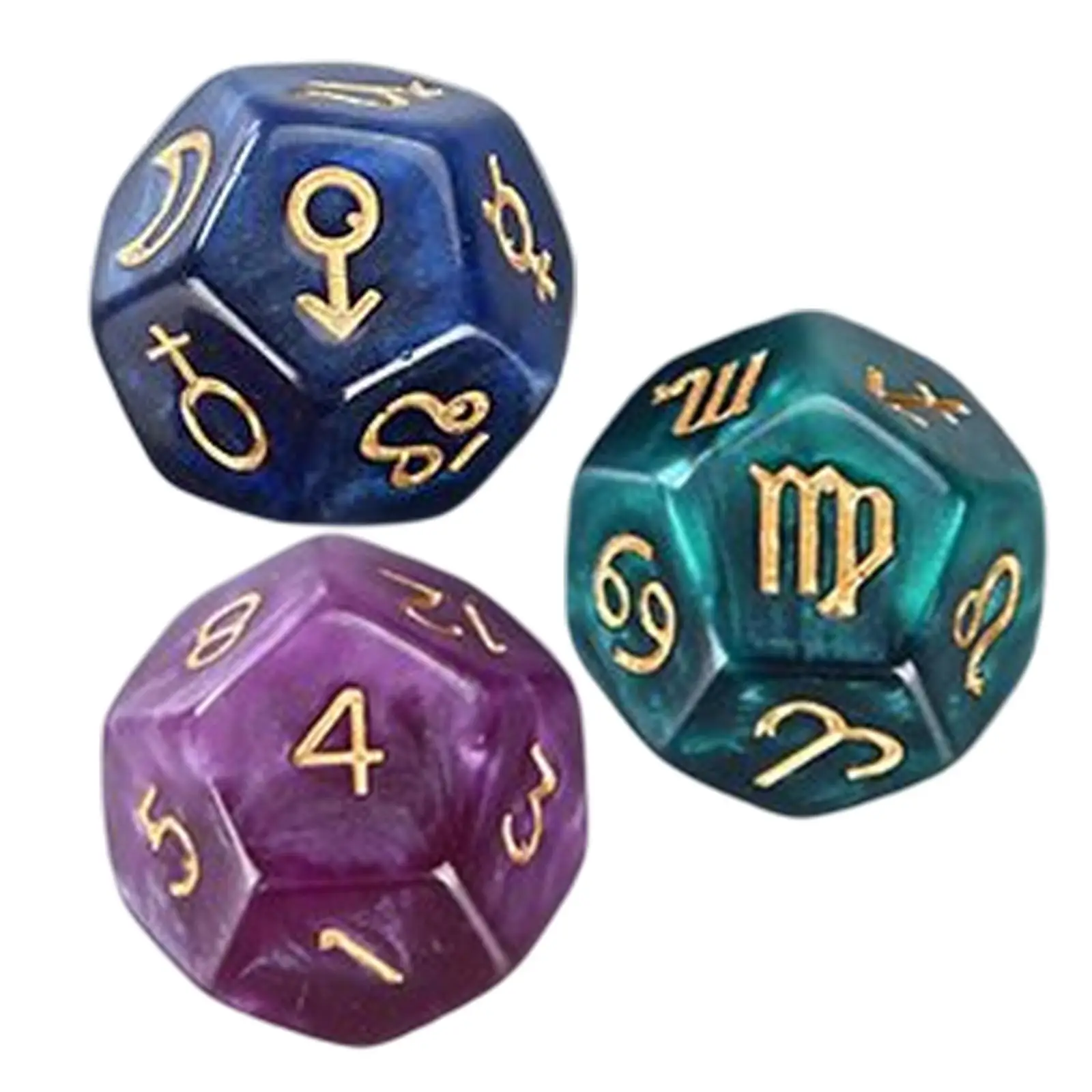 

20mm Multifaceted Astrology Tarot Dice Set Resin Constellation Divination Accessory for Leisure Entertainment