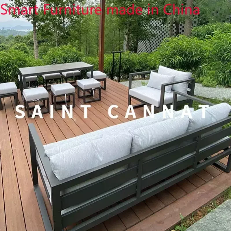 Outdoor aluminum alloy sofa balcony garden courtyard rattan double stainless steel sunscreen waterproof corner