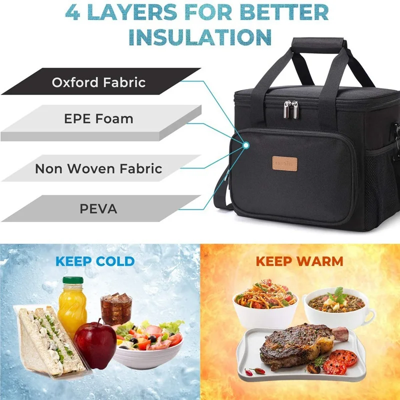 Thermal Insulated Handbag Portable Lunch Box Wine Beer Cooler Crossbody Shoulder Bag Pastry Cake Camp Picnic Food Container