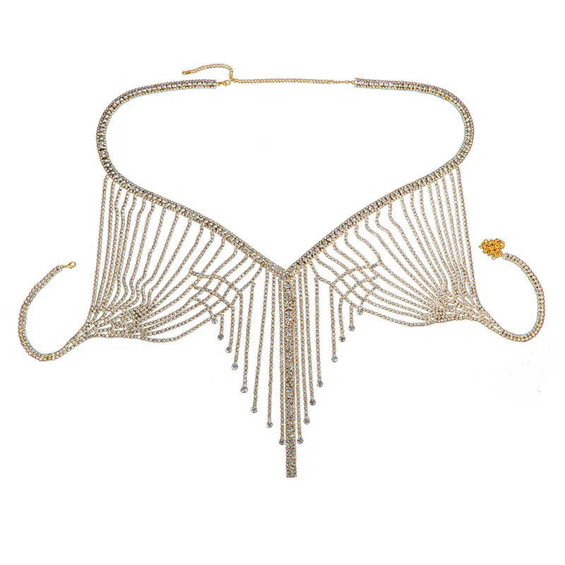 مجموعة سلسلة الجسم والملابس الداخلية الفاخرة - مجموعة مجوهرات مثيرة مع قلادة متألقة، مثالية للحفلات والمهرجانات الموسيقية