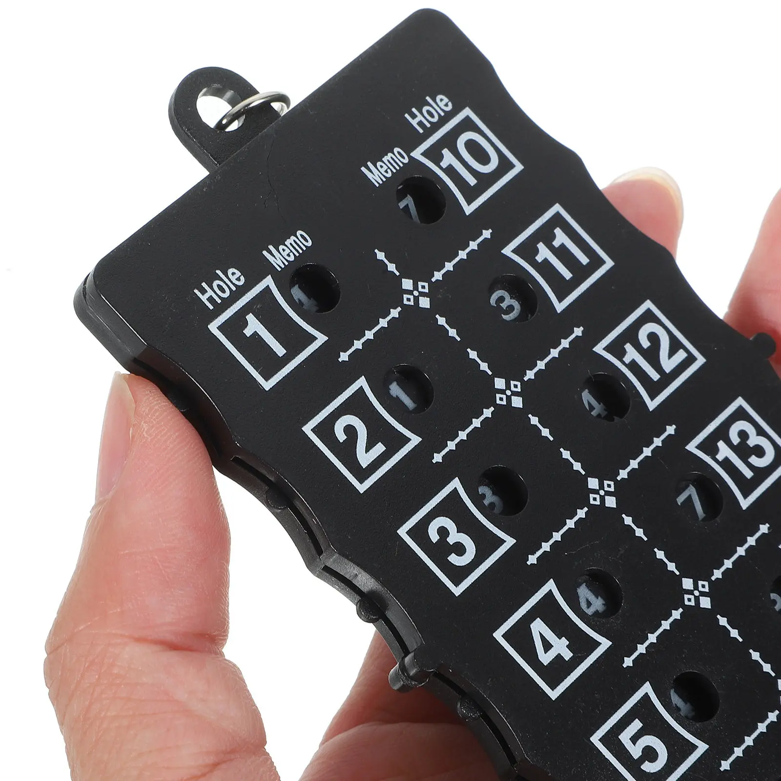 

Счетчик ударов для гольфа на 18 лунок, черный, 155x60x5 мм, с металлической цепочкой, компактный, карманный, для использования на поле