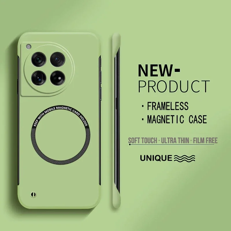 Ultra Thin Hard PC Magnetic Frameless Phone Case For Magsafe Oneplus 13 12 12R 11 11R 10T 10 9 9RT Pro Matte Color Cover