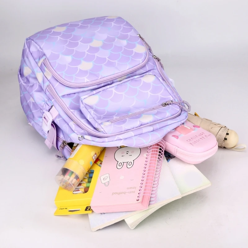 Mochila ligera con bolsa de almuerzo y estuche para lápices para niños y niñas, bolsillos de almacenamiento convenientes para artículos diversos