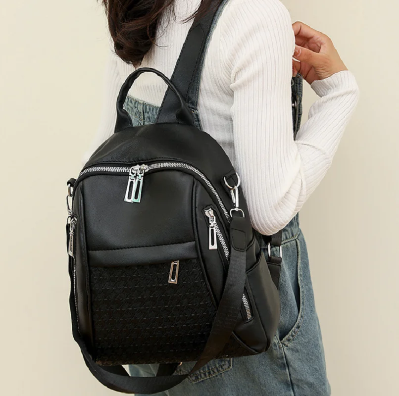 

Korean New Fashion Large Capacity Travel Backpacks Women's Korean High Quality Leather Backpack Shoulder Bags School Bag Totes