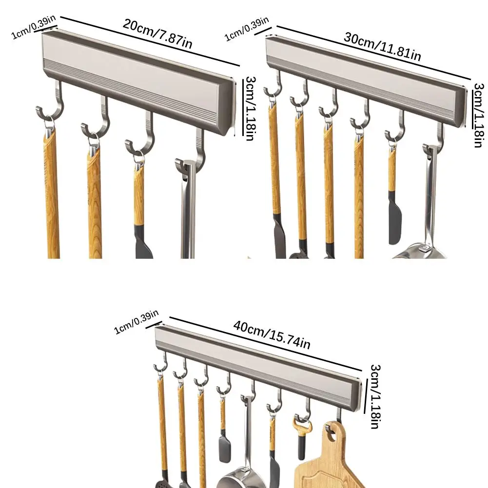Ponsvrije Muur Gemonteerde Haken Rack Keukengerei Opberg Rij Haak Houder Badkamer Gewaad Handdoek Hangers Multifunctionele Haken
