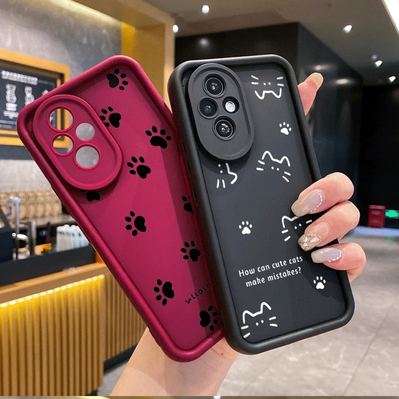 Lovely Line Cat Dog Phone Case for Honor Huawei 200 90 Lite P20 P30 P40 8 X9 Mate 20 30 Pro Nova 10 SE Soft Cover Couple Fundas