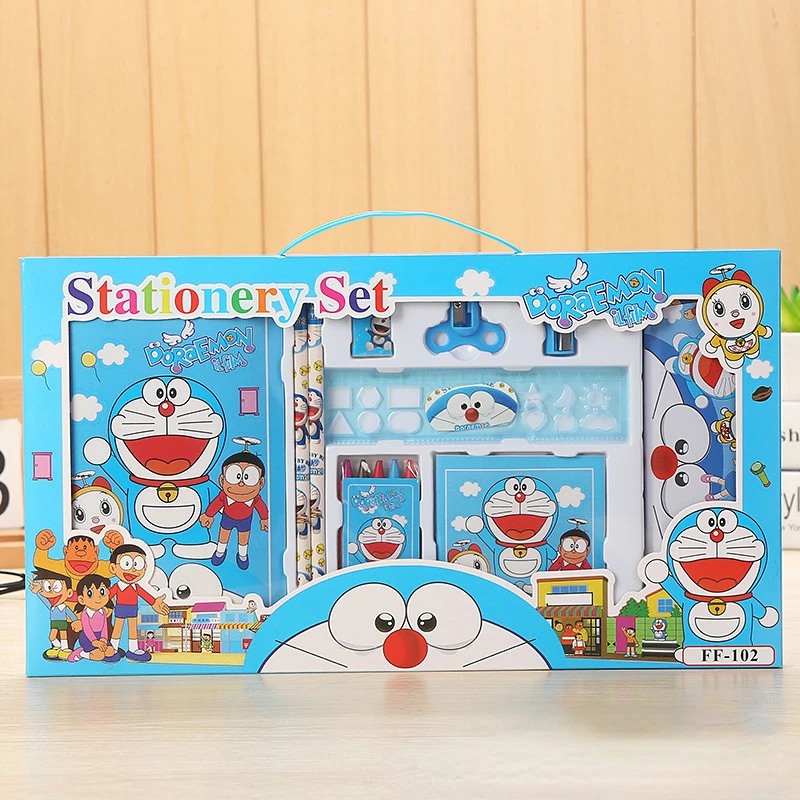 Doraemon Stationery Set Kawaii Kids Cute Pencil Case for Ruler Eraser Sharpener Children Gift Box School Supplies Student Prizes