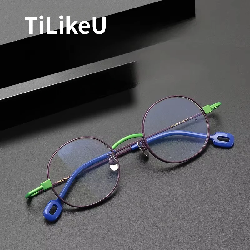 

Fashion Design Pure Titanium Round Frame Men and Women Eyeglasses Frame Personality Vintage Literary Art Glasses Spectacle Gafas