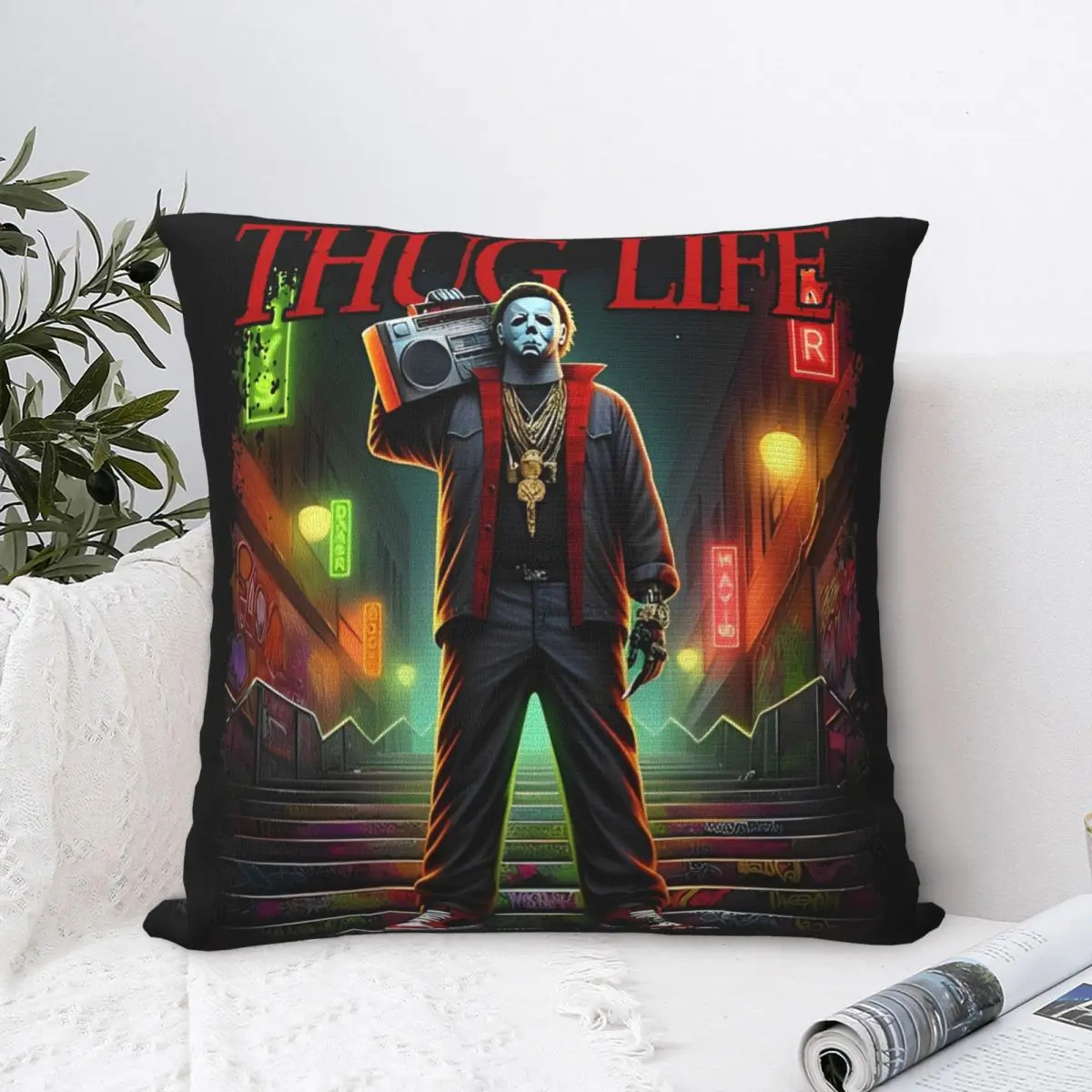 Thug Life Michael Myers Halloween Printing Pillowcase Cushion Cover Pillow Covers New Style Chair Decoration Zippered