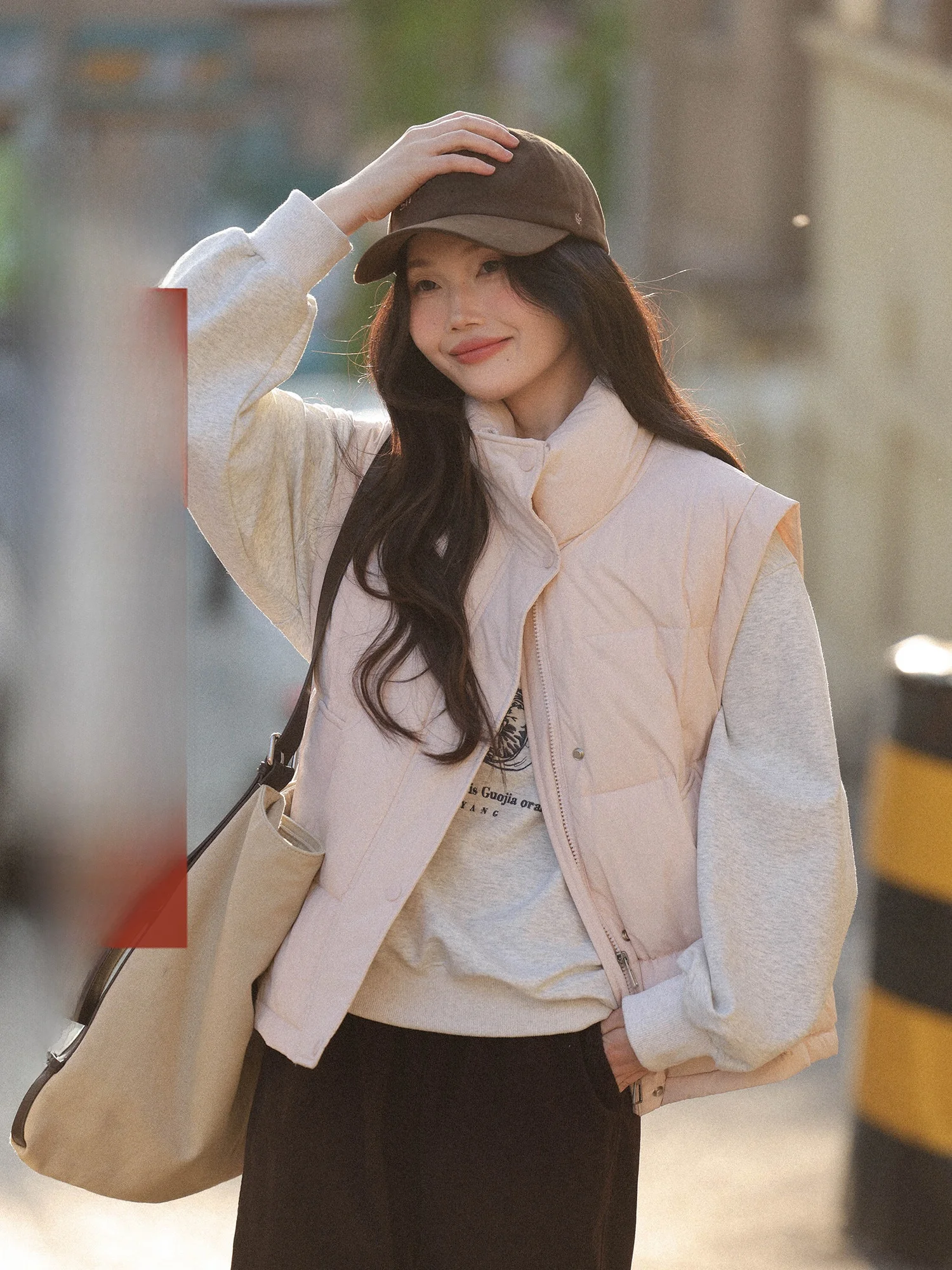 

Pink Du down Vest Jaet Women's Winter Outerwear Layering Mixd Brand Commute Sle Zipper Closure Color Regular Length