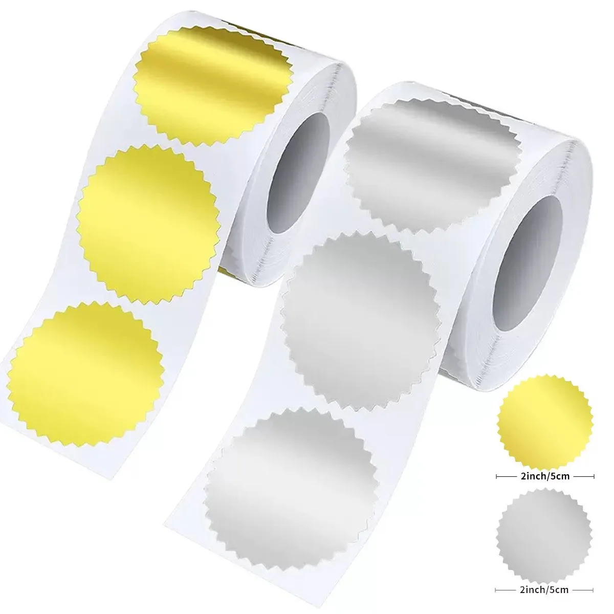 JCAC 100pcs/bag 50mm Multi-Color Embossed Self-Adhesive Gear-Shaped Round Stickers, for DIY Envelope and Takeaway Packaging Seal
