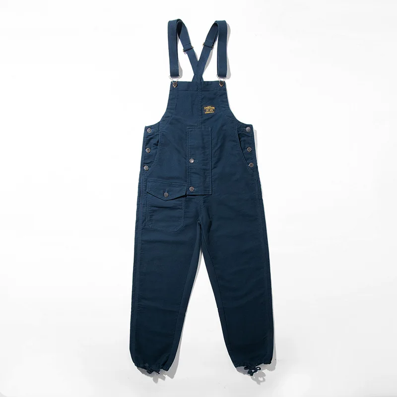 Navy Deck Pants Overalls Suspenders Worker Trousers Moleskin Couple AMEKAJI Jumpsuit Outdoor Camp BBQ Hunting Tooling Clothing