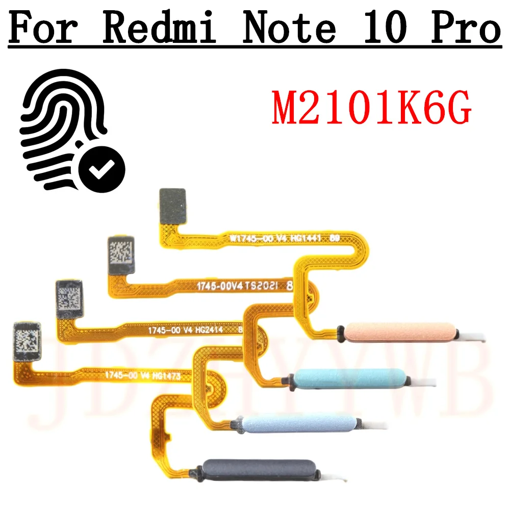 Original For Xiaomi Redmi Note 10 Pro Fingerprint Sensor Home Return Key Menu Power Button Flex Ribbon Cable Note10Pro M2101K6G