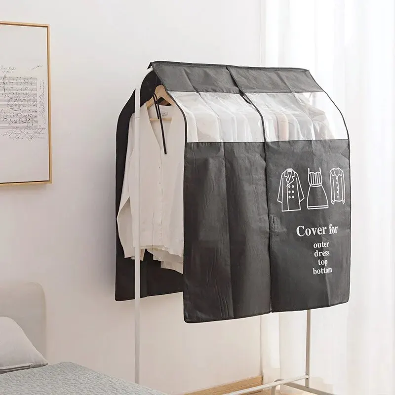 1pc Hanging Type Non Woven Clothes Hanger Dust Cover Cover Cover Cloth for Household Use