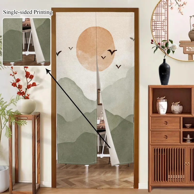 VIKAMA Traditional Japanese Noren Curtain Sun Print Fabric Doorway Drape Room Partition Divider for Kitchen Dining Room Home
