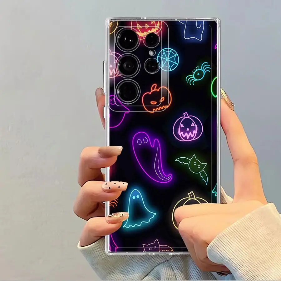 Casing untuk Samsung Galaxy S23 Ultra S25 Edge S24 S22 FE S21 Note 20 Ultra 10 S20 Plus Sampul Ponsel Lembut Lucu Halloween