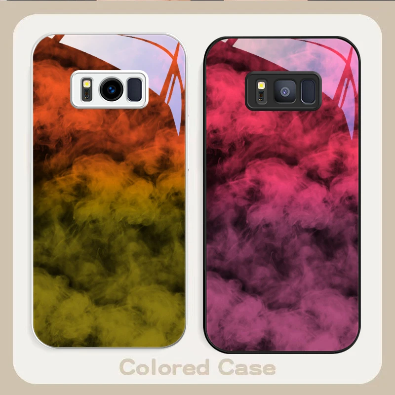 

The form of color smoke For Samsung S22 S8 S9 10 20 Ultra S21 Pro S22 Plus S23 FE S24 Ultra S25 Edge S25Ultra Glass Phone Case