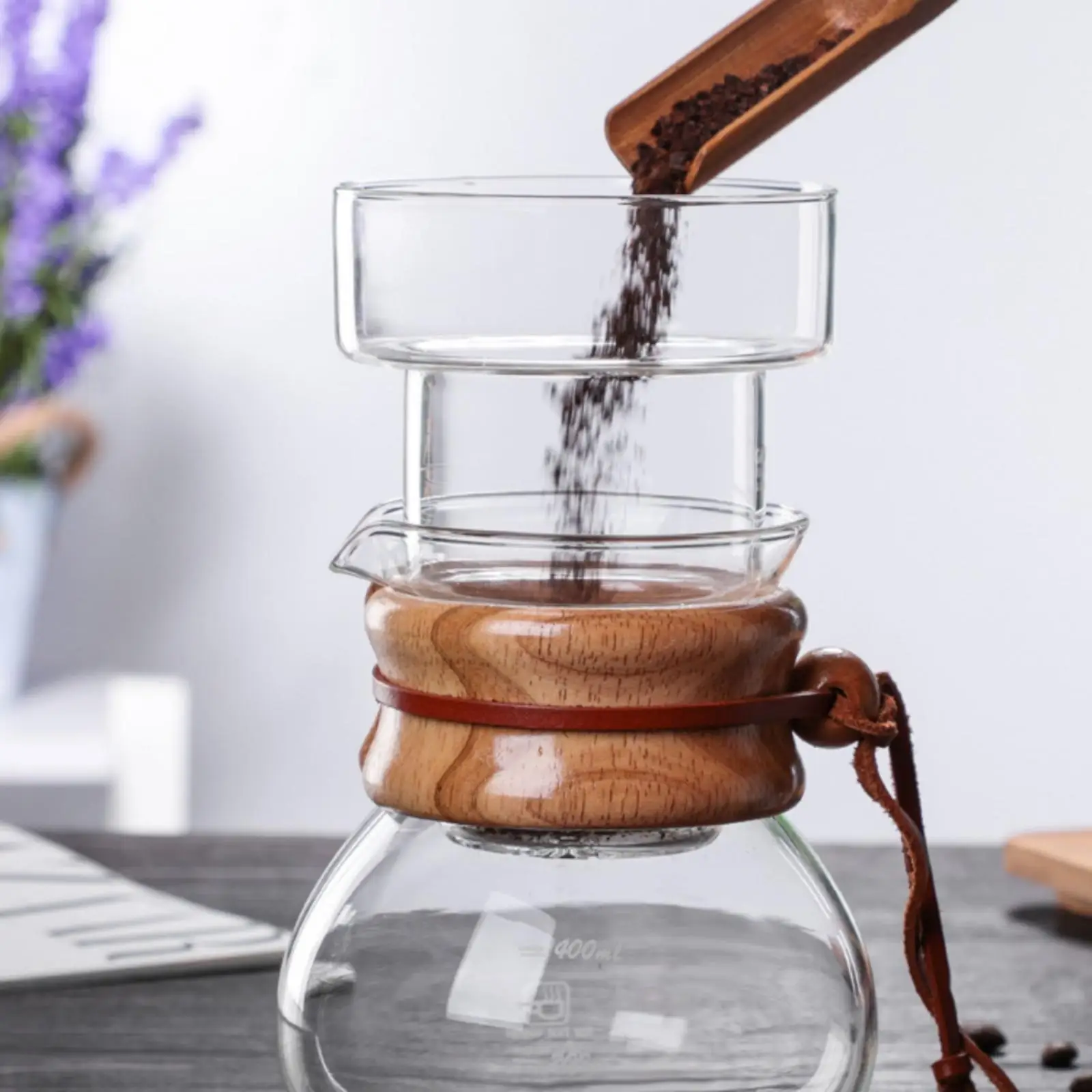 Cold Trickle Coffee Pot Wooden Collar Kitchen Drinkware Tie Cord