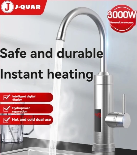 Electric Water Heater 220V Kitchen Faucet Tankless Instant Heating Water Tap Flowing Heated Mixer Digital Display