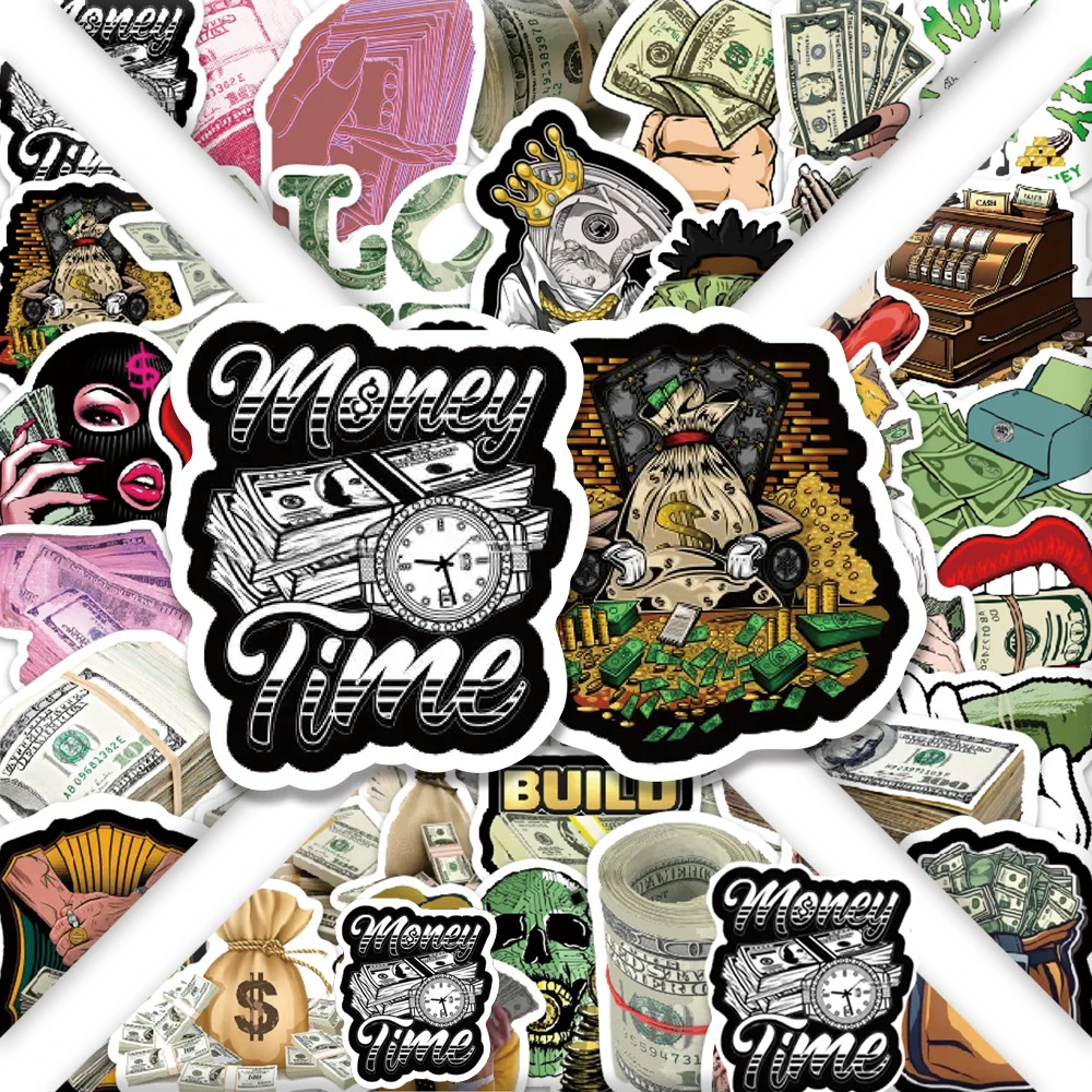 10/30/52 قطعة الكرتون المال الدولار الكتابة على الجدران ملصقات لعبة Skateboard بها بنفسك لوح التزلج المحمول الأمتعة الدراجة مقاوم للماء مضحك الأوراق النقدية ملصق حزمة