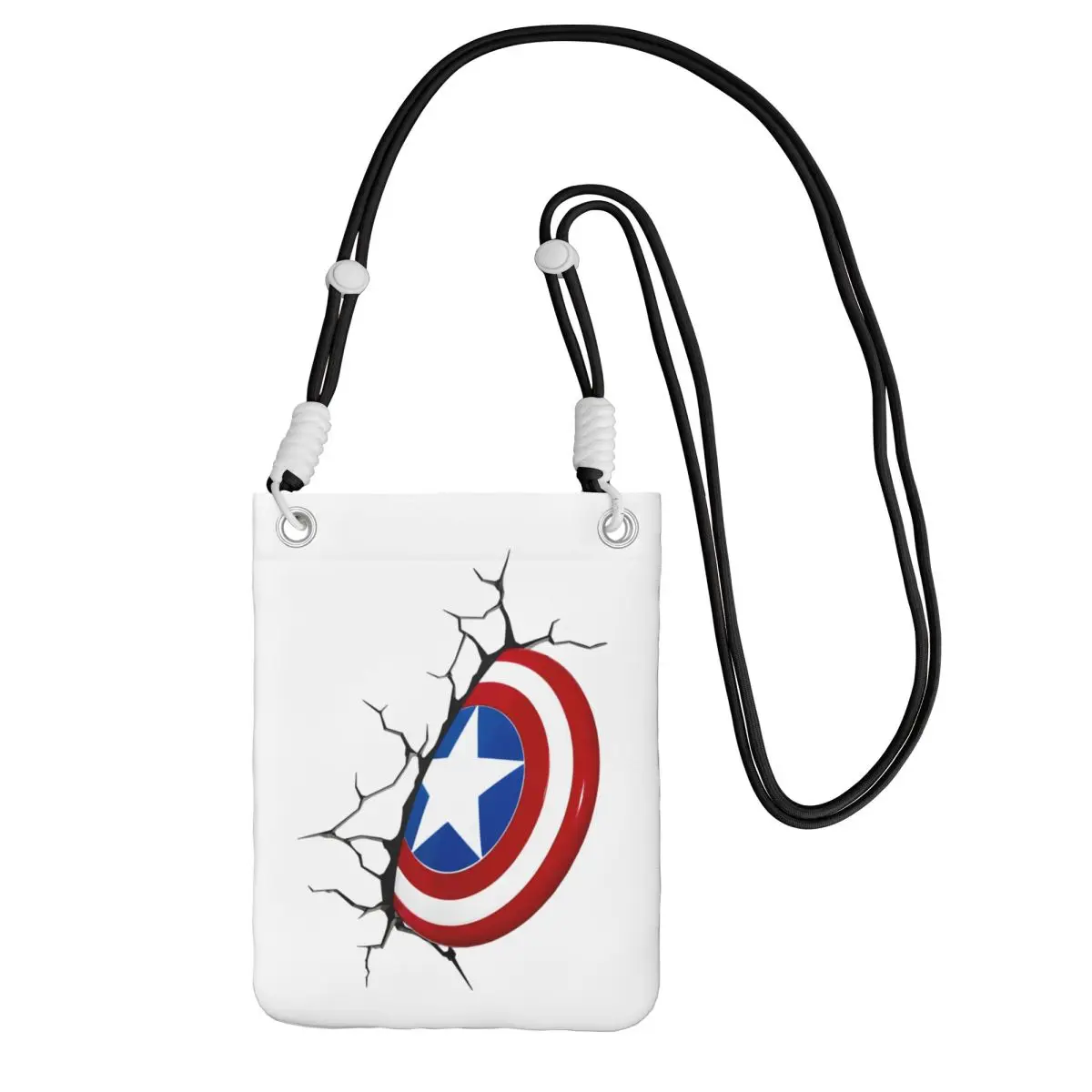 

Custom Captain America Mobile Phone Bag Men Women Comics Animation Shoulder Crossbody Bag City Walk Detachable Shoulder Strap