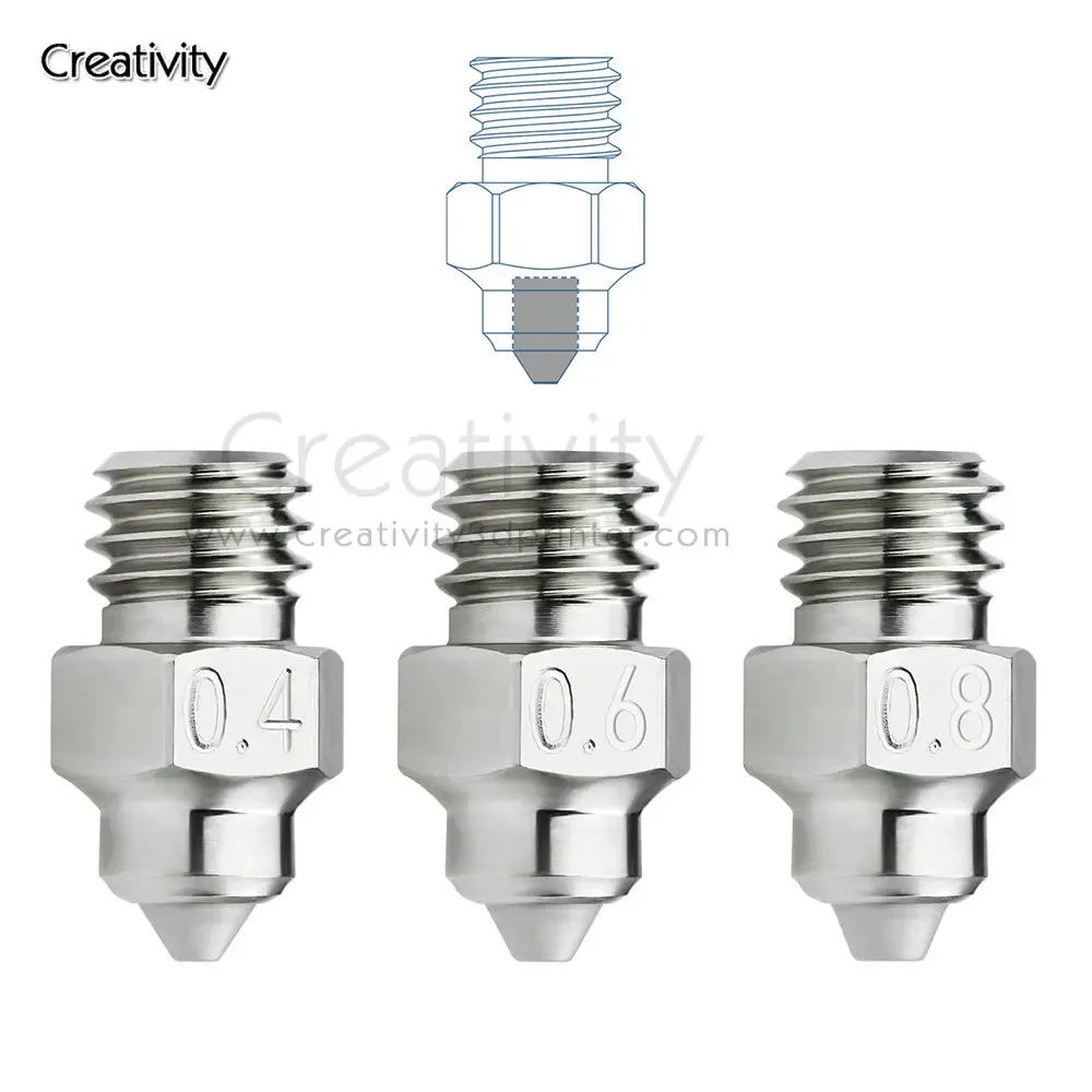 

MK8 DLC High Temperature Printing Hardened Steel Bimetal Nozzle 0.4,0.6,0.8mm for Ender 3 ,V2 Ender 5 CR10 Printer HC Nozzles