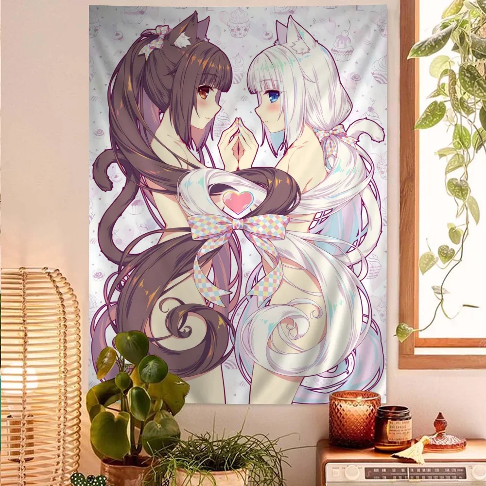 Anime Nekopara Cartoon Wandteppich – Sci-Fi-Stil-Kunst, perfekt für Science-Fiction-Raum, Heimdekoration und Wandbehang