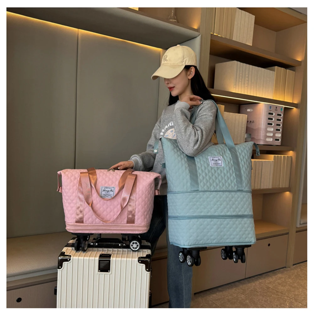 New Oxford Wheeled Travel Bag Hand Luggage Large Solid Colors Female Bags Essentials for Travel Woman Shoulder Handbags for Gym