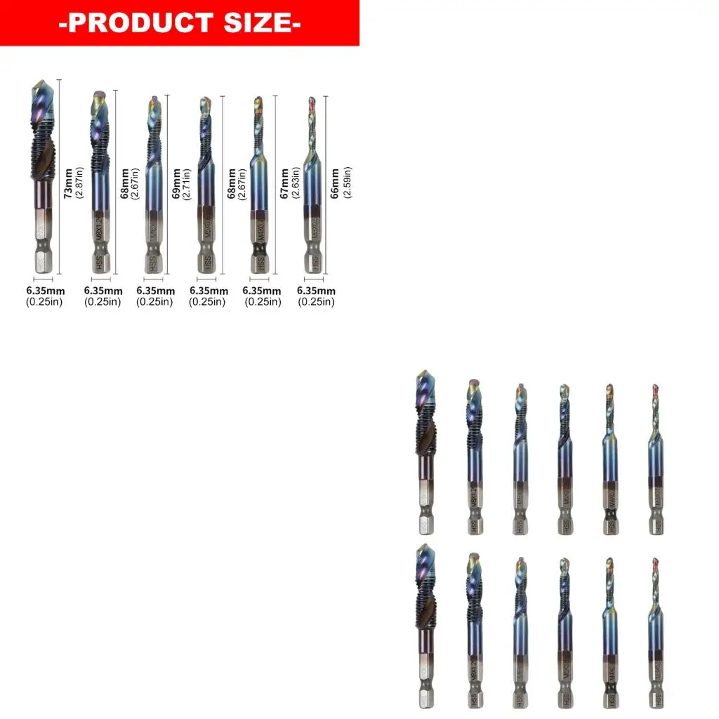 12Pcs Grooved Combination Drill Taps for Drilling and Thread Cutting high quality