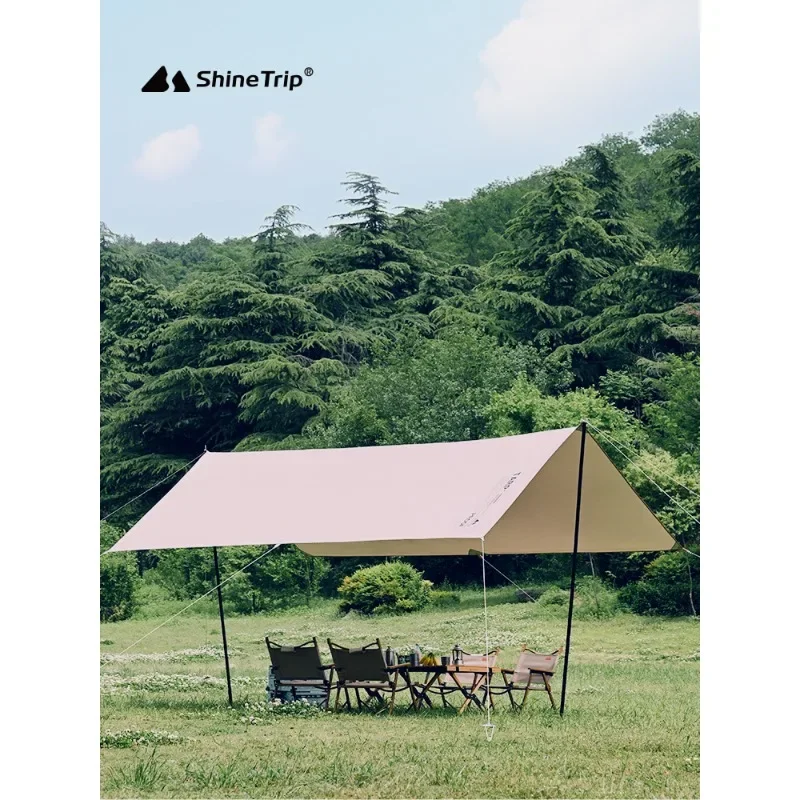 ShineTrip 블랙 글루 스퀘어 캐노피 코팅, 실버 자외선 차단 텐트, 야외 캠핑 햇빛가리개, 휴대용 캠핑 장비