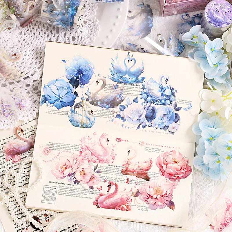 

1pcs/1lot Decorative Adhesive Tapes Swan's Rhythm Junk Journal DIY Paper Japanese Masking Scrapbooking Stickers