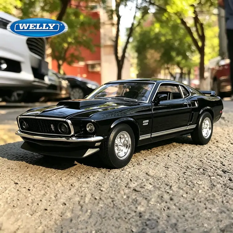 WELLY 1:24 Ford 1969 Mustang Boss 429 Alloy Classic Sports Car Model Diecasts Metal Racing Vehicles Car Model Childrens Toy Gift