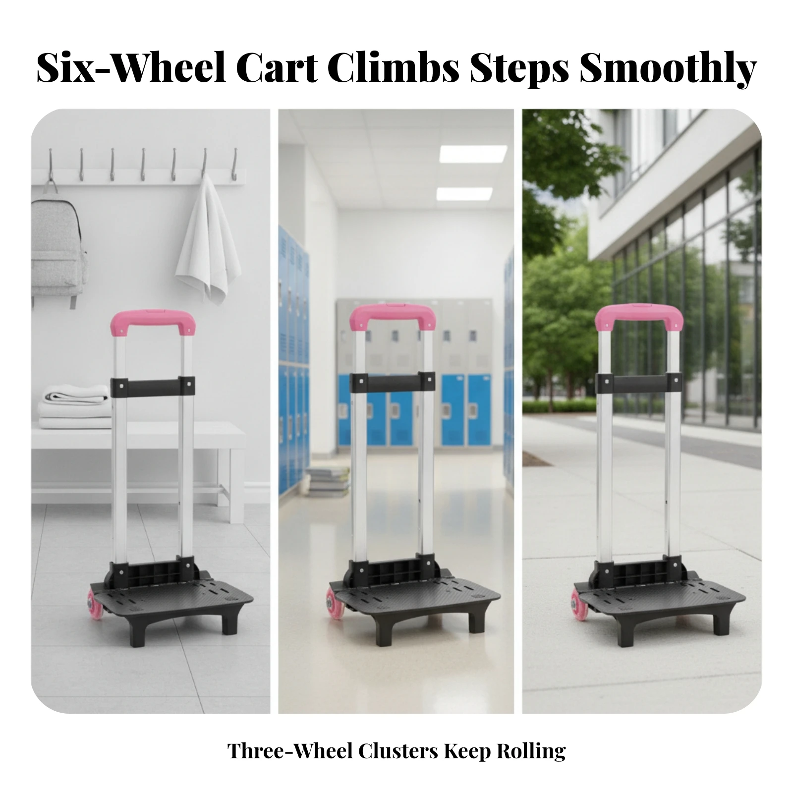 Backpack Trolley Frame Foldable Rolling Schoolbag Frame Schoolbag Carrier with Wheels Wheeled Rolling Backpack Cart Stable