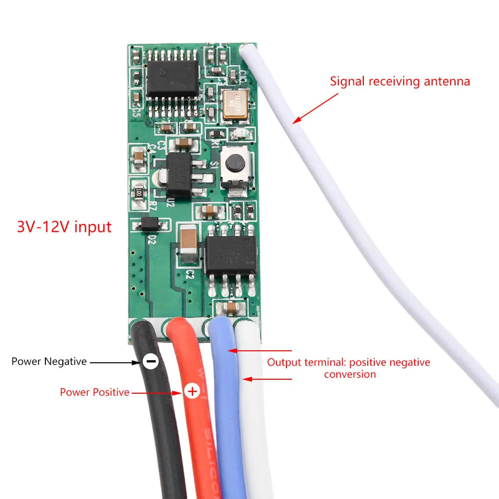 Módulo de Control remoto inalámbrico, tablero de Control de accionamiento de Motor, jog/autobloqueo, cc 12V, 3V-12V, 2a