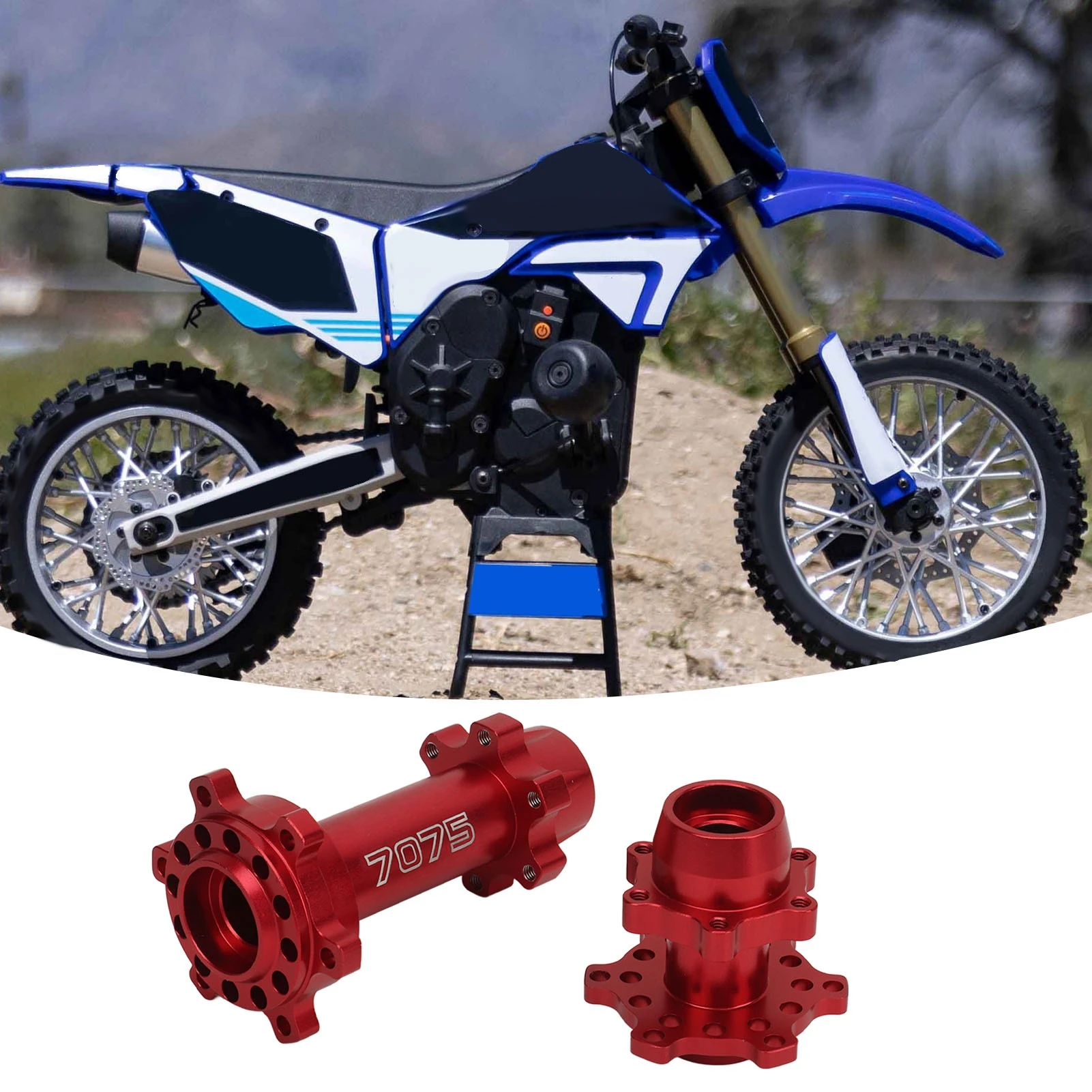Bujes hexagonales para rueda de motocicleta RC, cubo hexagonal de rueda delantera y trasera de aluminio para LOSI 1/4 Promoto MX, actualización de modificación de motocicleta eléctrica