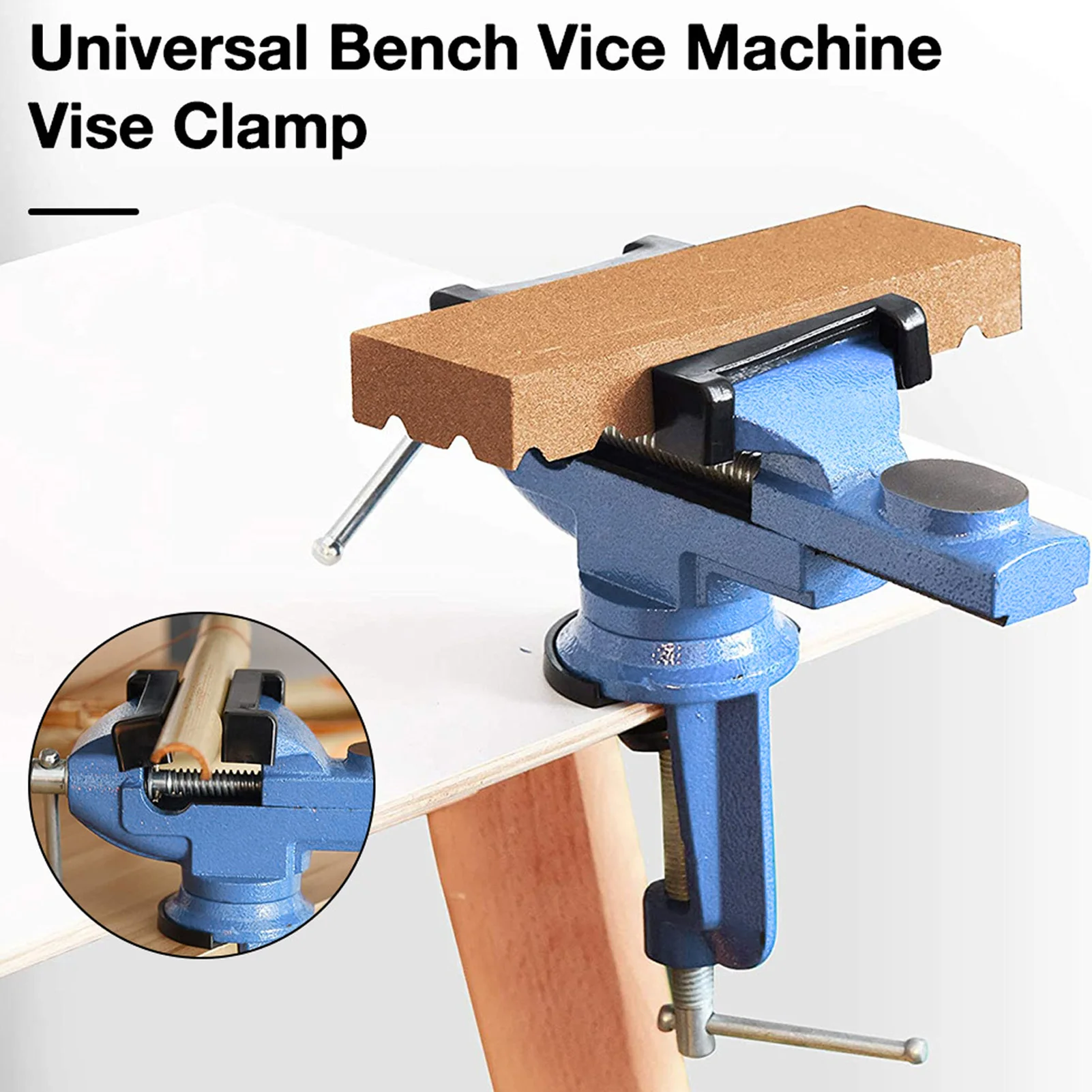2 Inch Table Vise Clamp On Work Bench Vise 360 Degree Rotation Base Adjustable Woodworking Vise