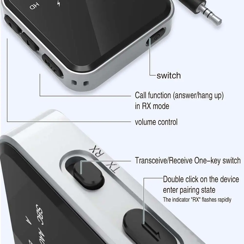 APTX-LL APTX-HD Адаптер ключа AUX Bluetooth-приемник Bluetooth 5.2 Аудиоприемник Bluetooth Аудиоадаптер Аудиоадаптер