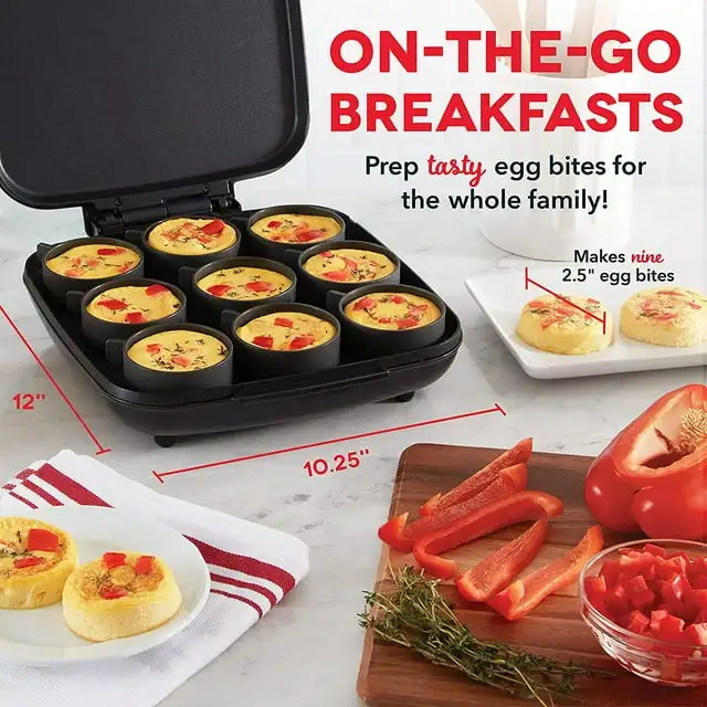 Sous Vide Style Family Size Egg Bite Maker for Breakfast Bites Sandwiches, Healthy Snacks or Desserts, Keto & Paleo Friendly