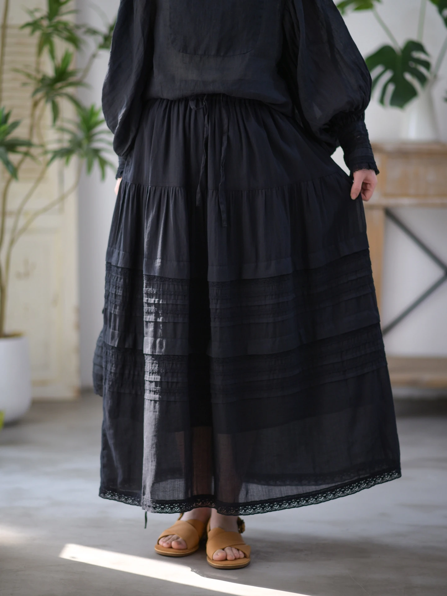 

Юбка Ele Ladylike с кружевной отделкой из хлопка и льна, плиссированная, легкая, весенняя новинка от Weiyang Forest