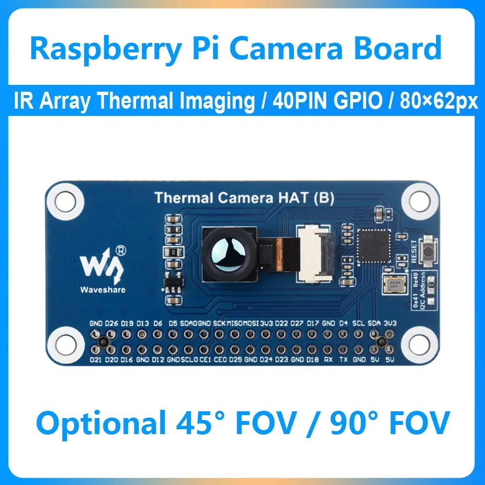 

Raspberry Pi IR Array Thermal Imaging Camera Expansion Board 40PIN GPIO Port Far infrared 80×62 Pixels Options For 45° / 90° FOV