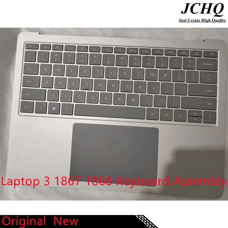 JCHQ Original Keyboard Assembly For Microsoft Surface Laptop 3 1867 1868 13.5'' Topcase with Trackpad US Silver