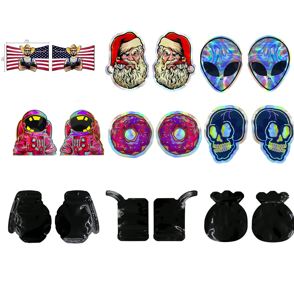 New Designs Irregular Cute Mylar Bags 1g 2g 3.5g Smell Proof Pouch Soft Touch Empty Zip Lock Package Die Cut Storage Packaging